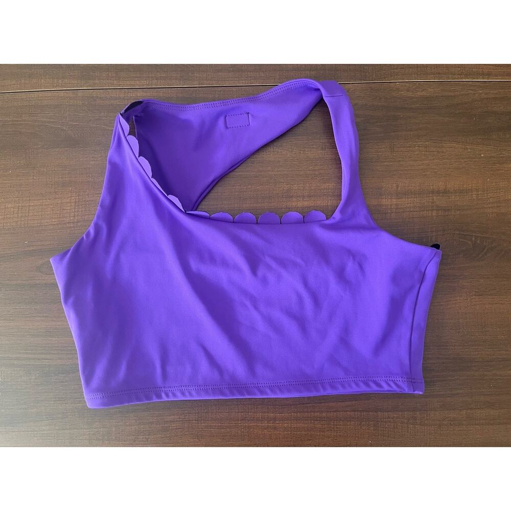 Tiger Friday Purple Crop Bra Top Scalloped NWOT Size Adult Large J